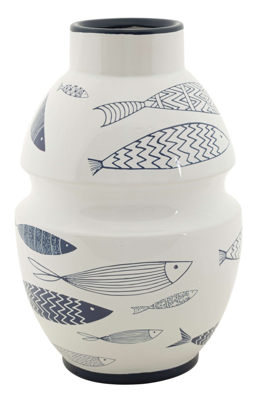 Vaza decorativa Fish, Mauro Ferretti, 21x31 cm, ceramica, multicolor - imagine 7